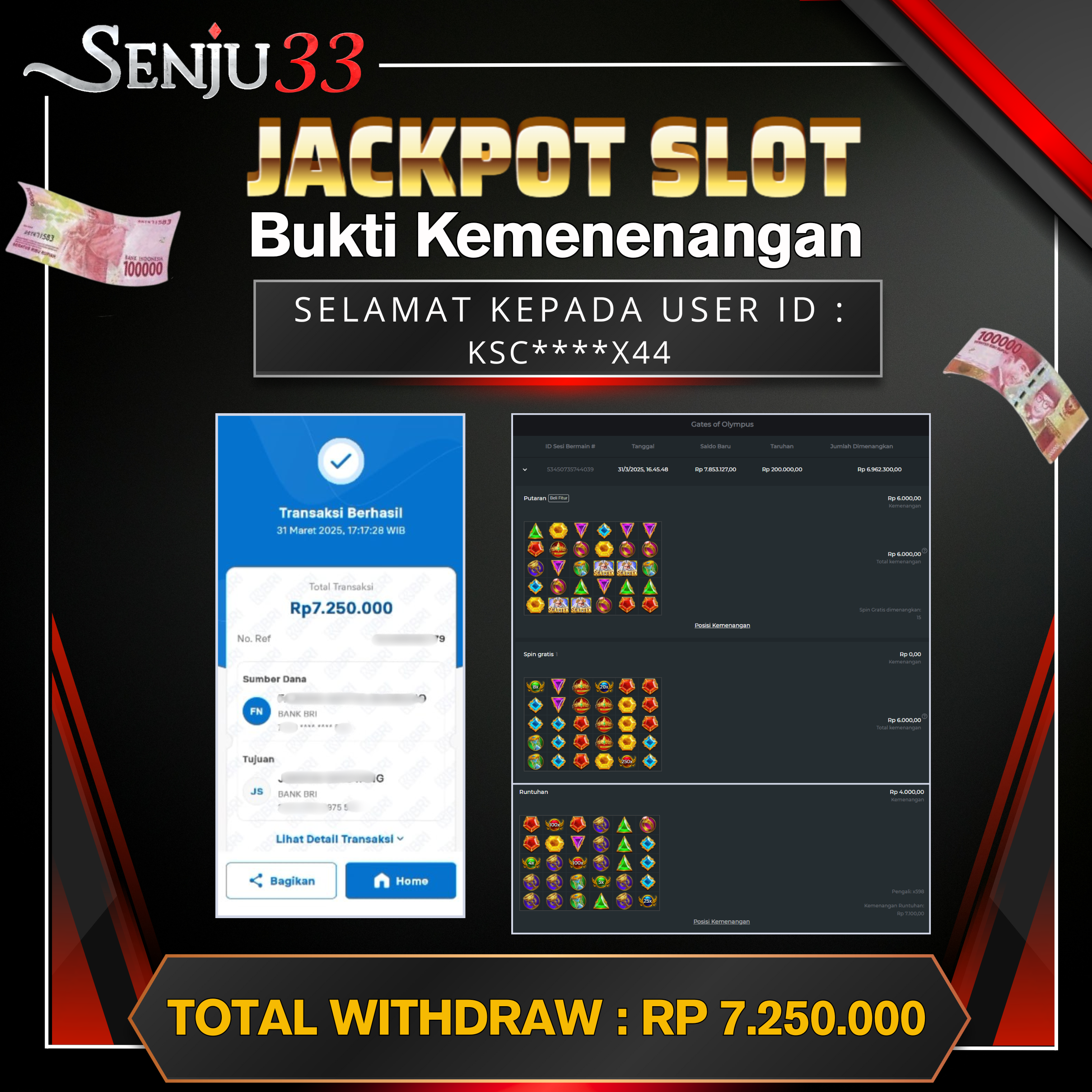 🎰 SENJU33 JACKPOT SLOT Rp. 7.250.000 LUNAS 🎉
